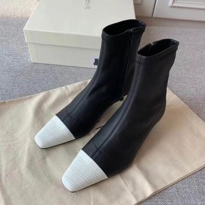 BY FAR Karl Two-Tone Stretch-Leather Ankle Boots